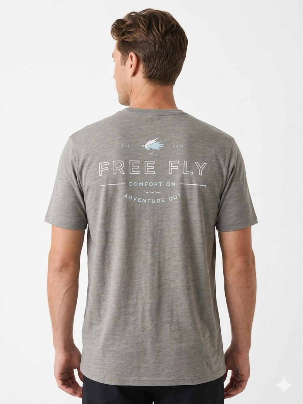 Free Fly Mens Adventure Outfitters Graphic Tee Gray L Elevated Casual Coastal